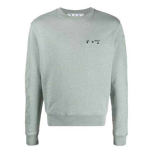 Off-White Logo Crewneck Sweatshirt 'Jadeite/Black' OMBA025R21FLE0025010
