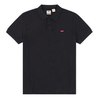 Men's Levis Red Flag Embroidered Short Sleeve polo Black Polo Shirt 35883-0007