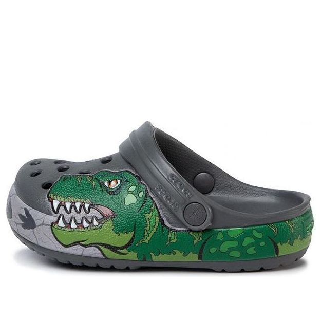 (GS) Crocs Fun Lab Dino Band Lights Clogs 'Grey Green' 206157-0DA