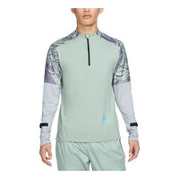Men's Nike Dri-FIT 1/2 Zip Trail Running Gym Half Zipper Colorblock Long Sleeves Gray Sage Blue T-Shirt DM4650-013