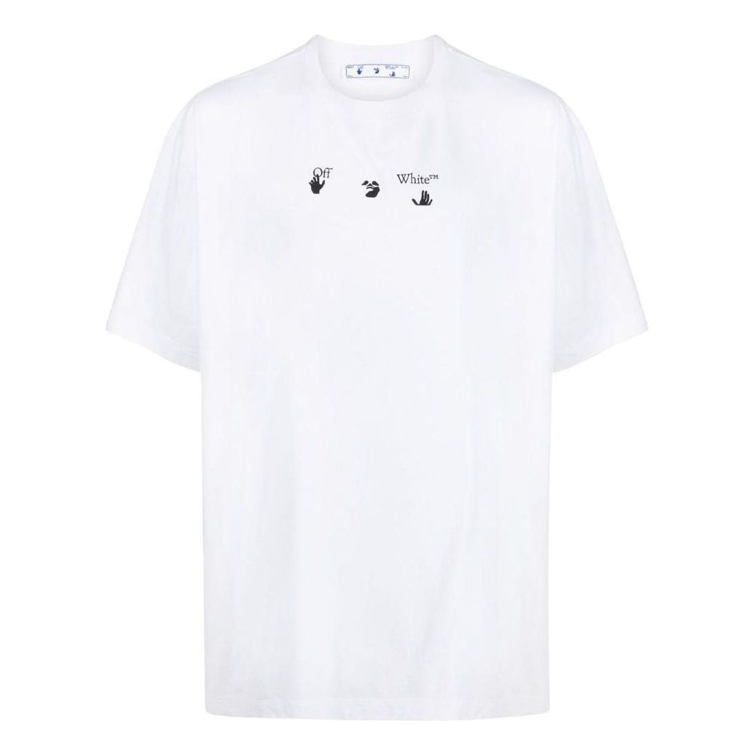 Men's Off-White SS22 Chest Printing Round Neck Pullover Short Sleeve White T-Shirt OMAA038S21JER00101450145