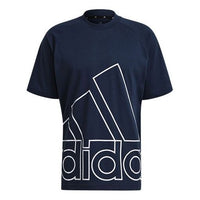adidas U Big Logo T Printing Sports Round Neck Short Sleeve Navy Blue GU4292