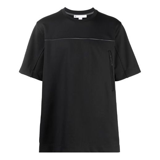 Men's Y-3 SS21 Logo Pattern Round Neck Short Sleeve Black T-Shirt GV6088