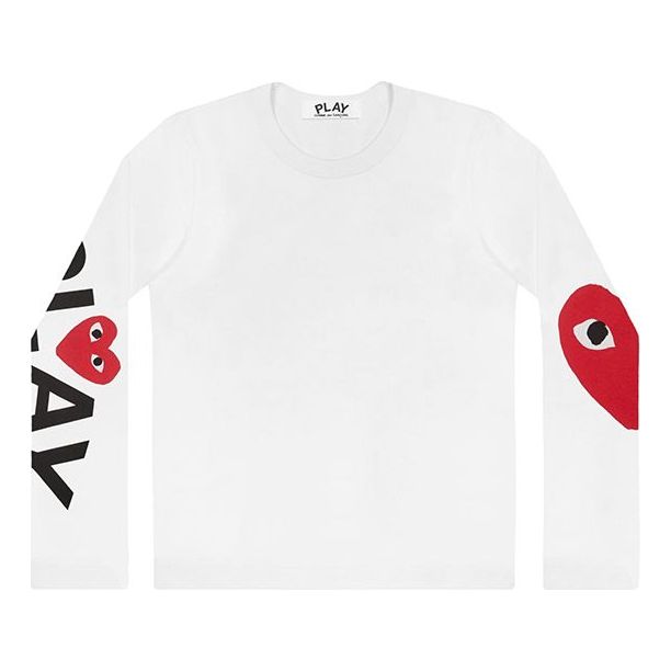 (WMNS) COMME des GARCONS PLAY Sleeve Logo Round Neck Long Sleeves 'White' AZ-T257-051