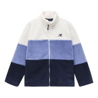 New Balance Plus Colorblock Patch Detail Zip Up Teddy Jacket Asia Sizing 'White Blue Black' 6DC44823-NV