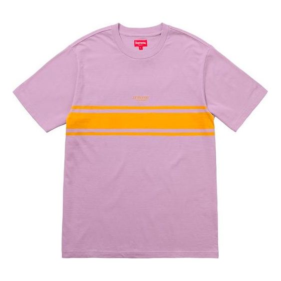 Supreme SS18 Stripe Tee Dusty Purple Logo Tee SUP-SS18-148