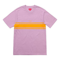 Supreme SS18 Stripe Tee Dusty Purple Logo Tee SUP-SS18-148