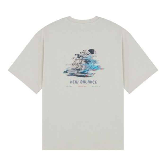 New Balance Graphic Print T-Shirt Asia Sizing 'Grey Blue' AMT22387-CFO