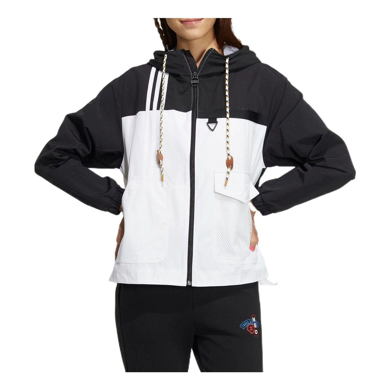 (WMNS) adidas Neo Util Windbreaker Jackets 'Black White' HN2321