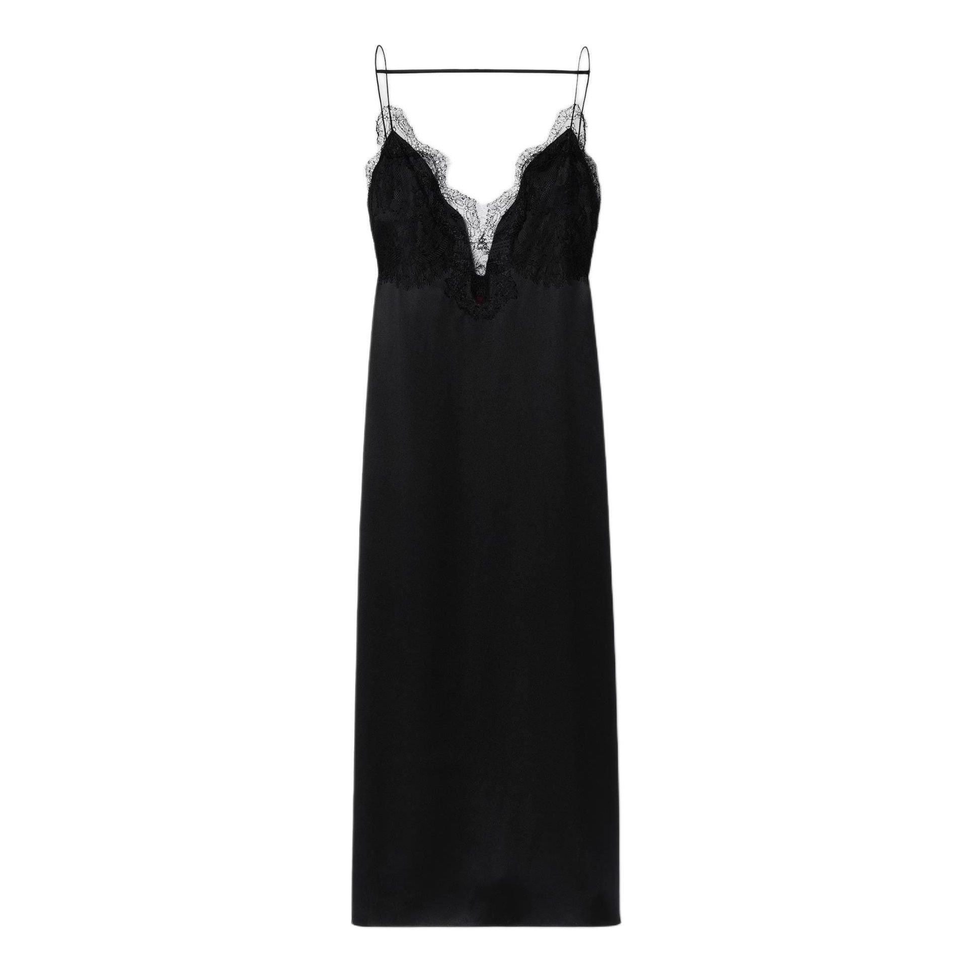 (WMNS) Gucci Silk And Lace Long Dress 'Black' 788104-ZAQWA-1000
