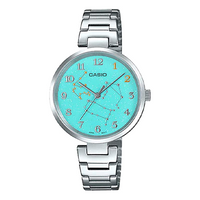 CASIO Light Blue Pattern quartz Silver Analog LTP-EO8D-3A