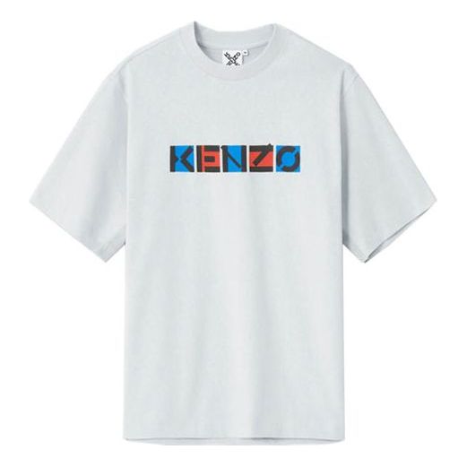Men's KENZO SS21 Alphabet Logo Loose Short Sleeve Gray FB55TS0594SK-93