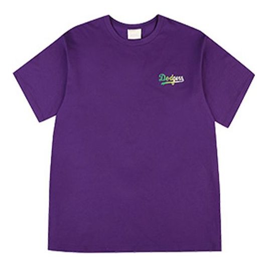 MLB Los Angeles Dodgers Logo Printing Round Neck Short Sleeve Unisex Purple 31TSLB931-07C
