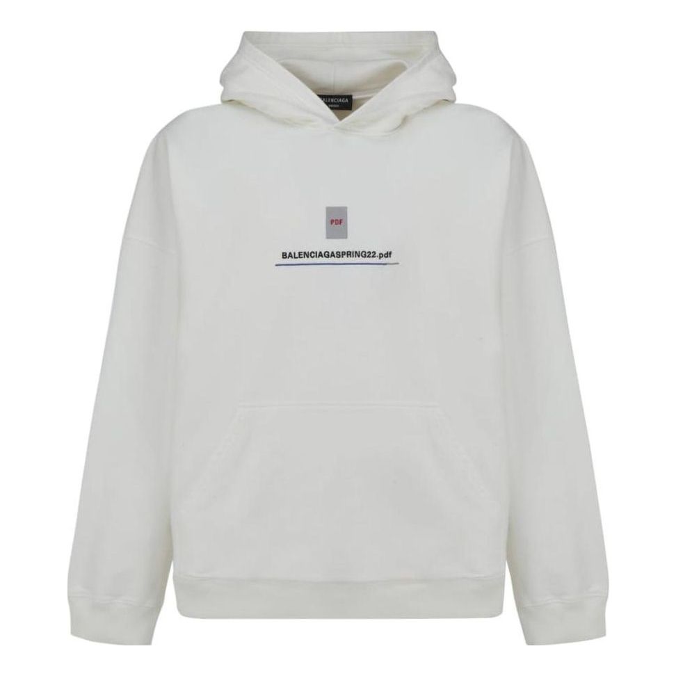 Balenciaga PDF Logo Oversized Popover Hoodie 'Off White' 674986TLVF89016