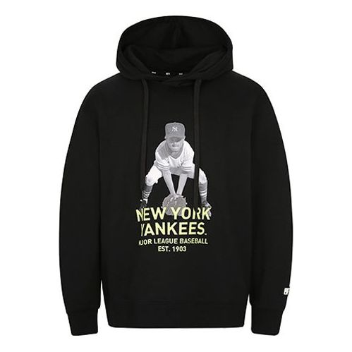 MLB NY hooded Long Sleeves Basic Large LOGO Printing Sports Unisex Black 31HDE2011-50L