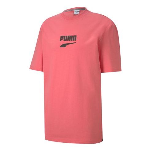 PUMA Downtown Classic Letter Logo Printed Short Sleeve Pink 597348-14