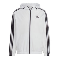 adidas Essentials 3-Stripes Woven Windbreaker 'White Black' IB0386