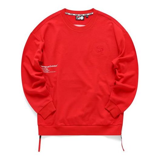 FILA Embroidered Letter Crew Neck Sweatshirt Red T11M111214F-RD