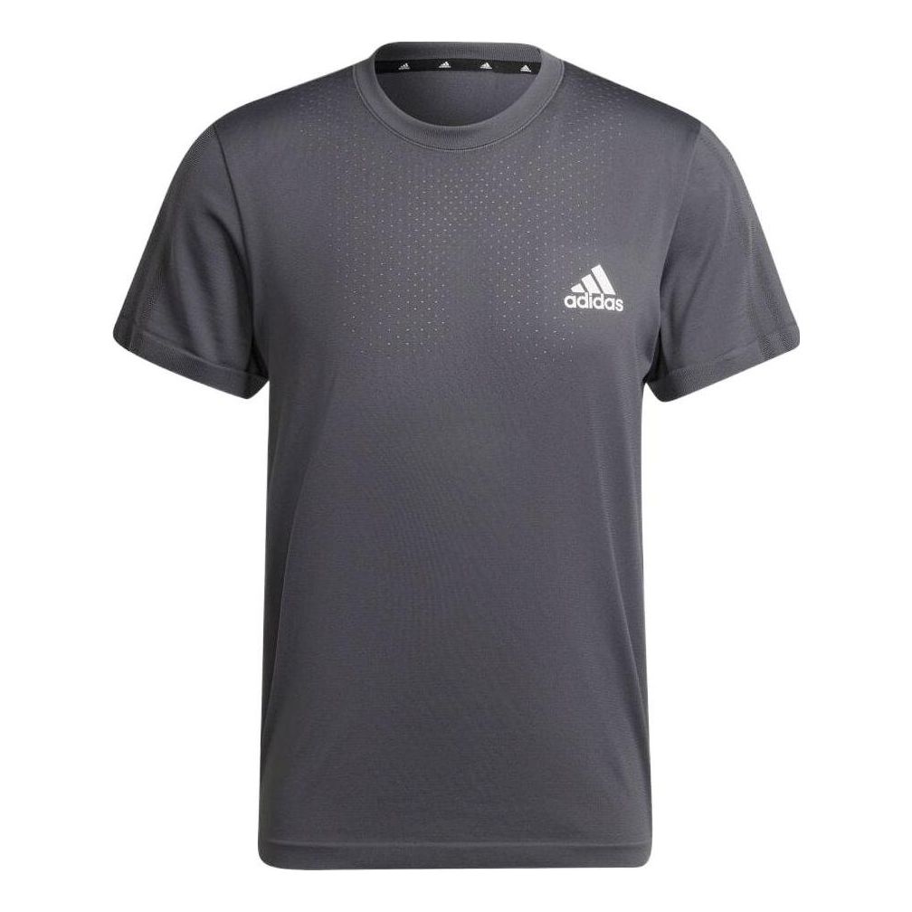 Men's adidas Logo Printing Round Neck Short Sleeve Japanese Version Gray T-Shirt HF4743