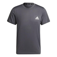 Men's adidas Logo Printing Round Neck Short Sleeve Japanese Version Gray T-Shirt HF4743