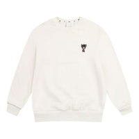 MLB Cartoon Series Long Sleeves Loose Embroidered Athleisure Casual Sports Round Neck Unisex White 31MTC1941-50I