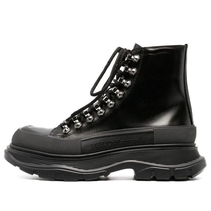(WMNS) Alexander McQueen Tread Slick Boots 'Black Silver' 733063WHSWY1090