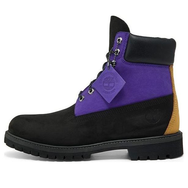 Timberland 6 Inch Premium Waterproof Wide Fit Boot 'Black Nubuck with Purple' A2KDPW