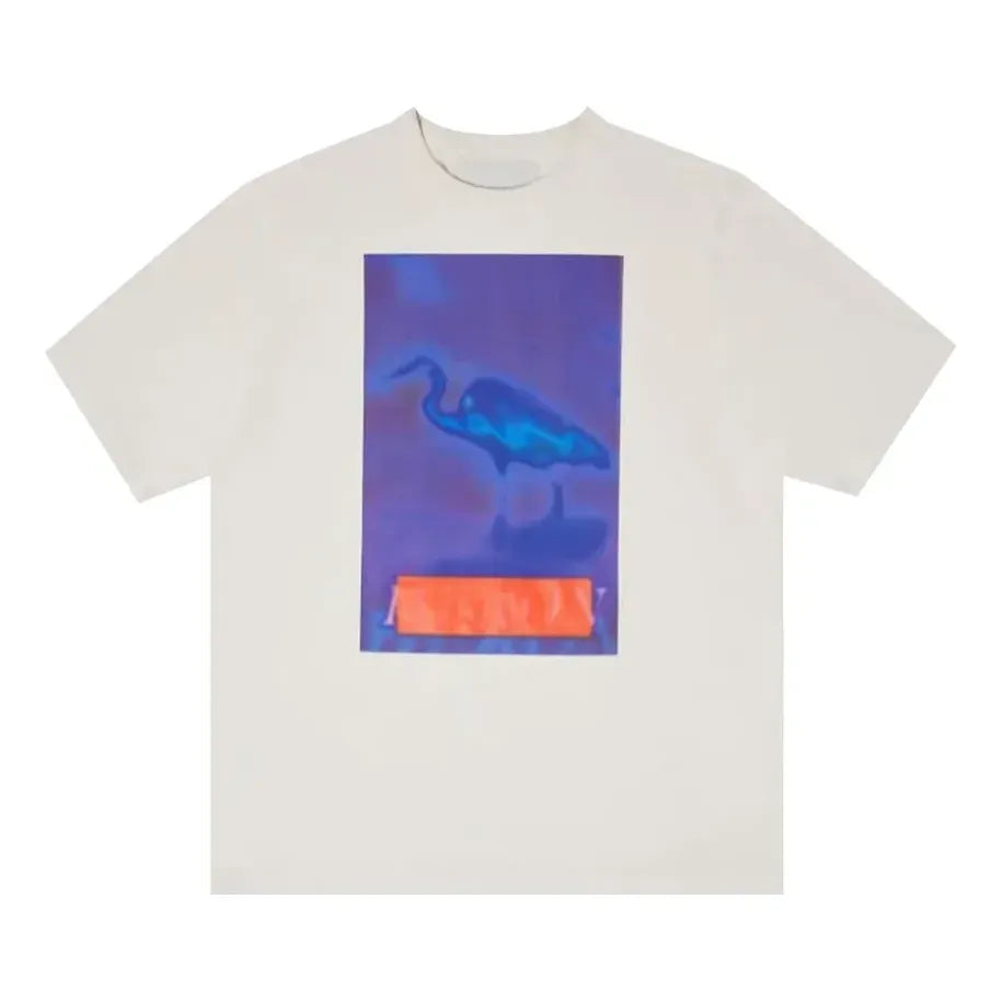 HERON PRESTON Fw22 Heron Censored Short-Sleeve T-Shirt 'White Navy Blue' HMAA032F22JER0040146