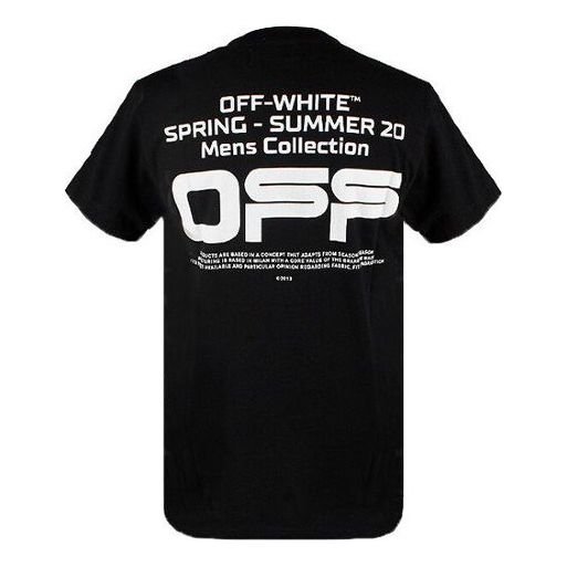 Off-White C/O Virgil Abloh Men's Black Wavy Line Logo Slim Tee Black OMAA027R201850041001