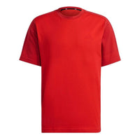 Men's adidas Solid Color Logo Label Round Neck Pullover Short Sleeve Japanese Version Red T-Shirt H08193