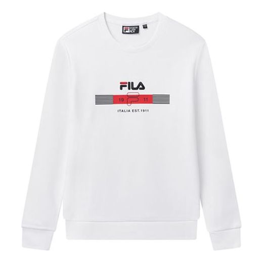 FILA Logo Printing Sports Round Neck Pullover White F11M018213G-WT