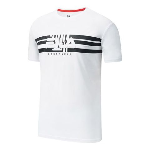 FILA Stripe Contrasting Colors logo Printing Short Sleeve White A11M023107F-WT