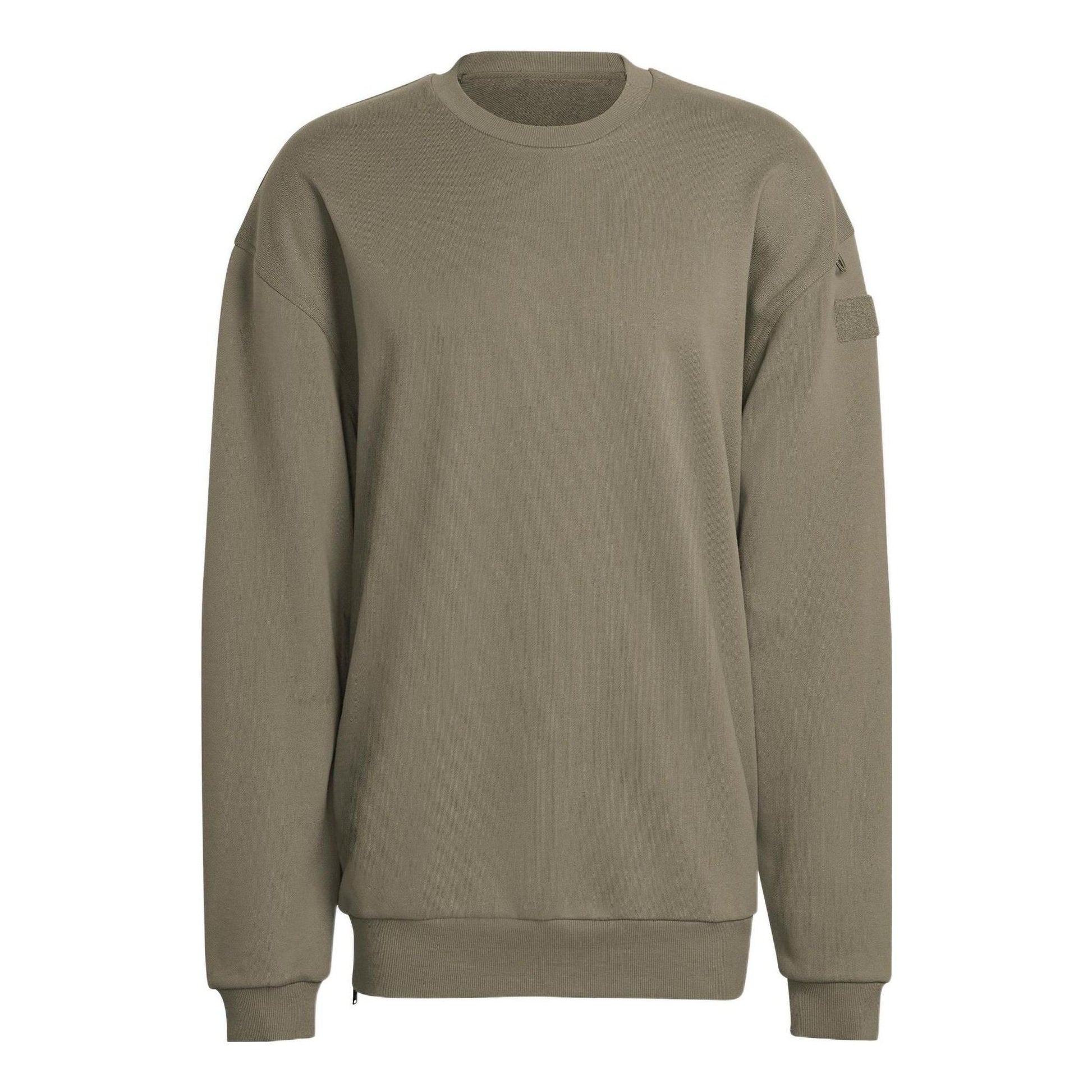 Men's adidas Solid Color Round Neck Loose Pullover Hoodless Gray Brown HG6636