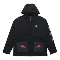 adidas CNY JKT Training Sports hooded Fleece Lined Jacket Black GP1821