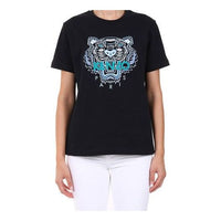 KENZO Tiger Head Pattern Round Neck Short Sleeve Black FA62TS9124YE-99A