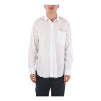Men's Off-White Solid Color Logo Printing Long Sleeves Version White Shirt OMGA087F19F360260110