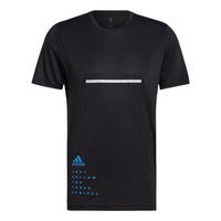 adidas Logo Printing Stripe Round Neck Short Sleeve Black H58604