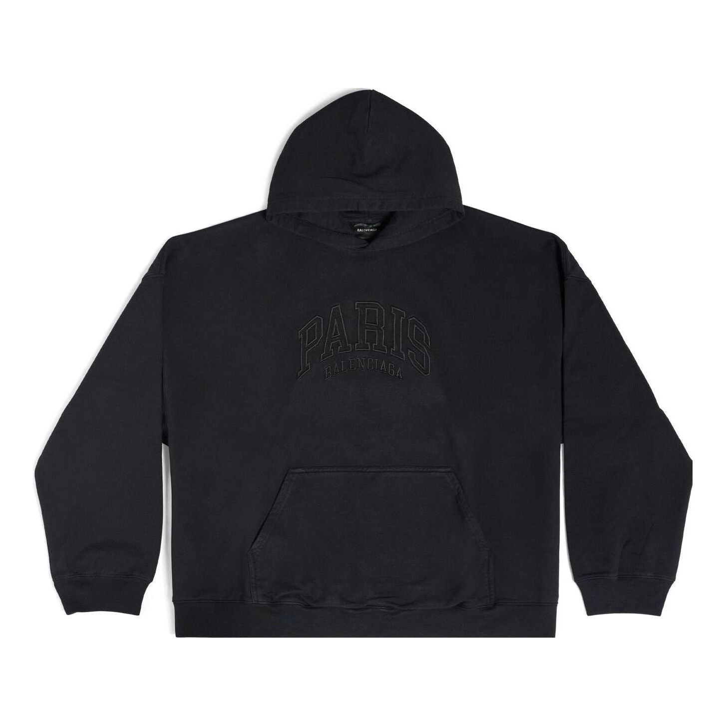 (WMNS) Balenciaga Cities Paris Hoodie Wide Fit 'Black' 674986TLVL81069