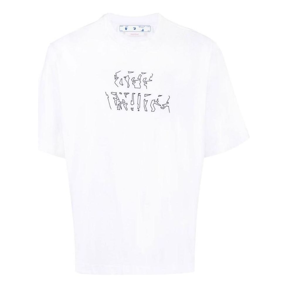 Men's Off-White SS22 Solid Color Arrow Pattern Short Sleeve White T-Shirt OMAA119S22JER00801100110