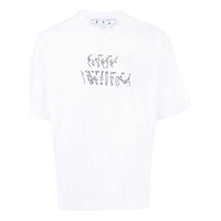 Men's Off-White SS22 Solid Color Arrow Pattern Short Sleeve White T-Shirt OMAA119S22JER00801100110