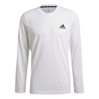 Men's adidas Logo Printing Solid Color Round Neck Pullover Long Sleeves Japanese Version White T-Shirt GT5566