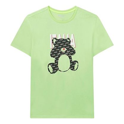 FILA Bear Printing Short Sleeve Couple Style Fluorescence Green F51U048101F-LG