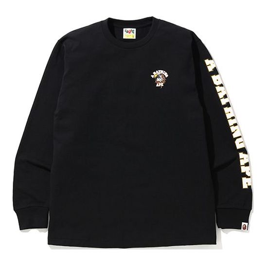 BAPE Eagle Pattern Alphabet Printing Casual Round Neck Long Sleeves Black 0ZXLTM201016E