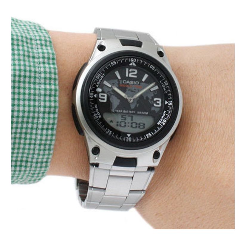 CASIO Stainless Steel Strap Black Analog/Digital Combo AW-80D-1A2