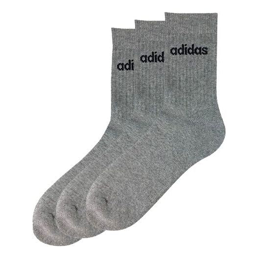 adidas Logo ribbed Knit Sports Socks 3 Pairs Unisex Gray GE6172
