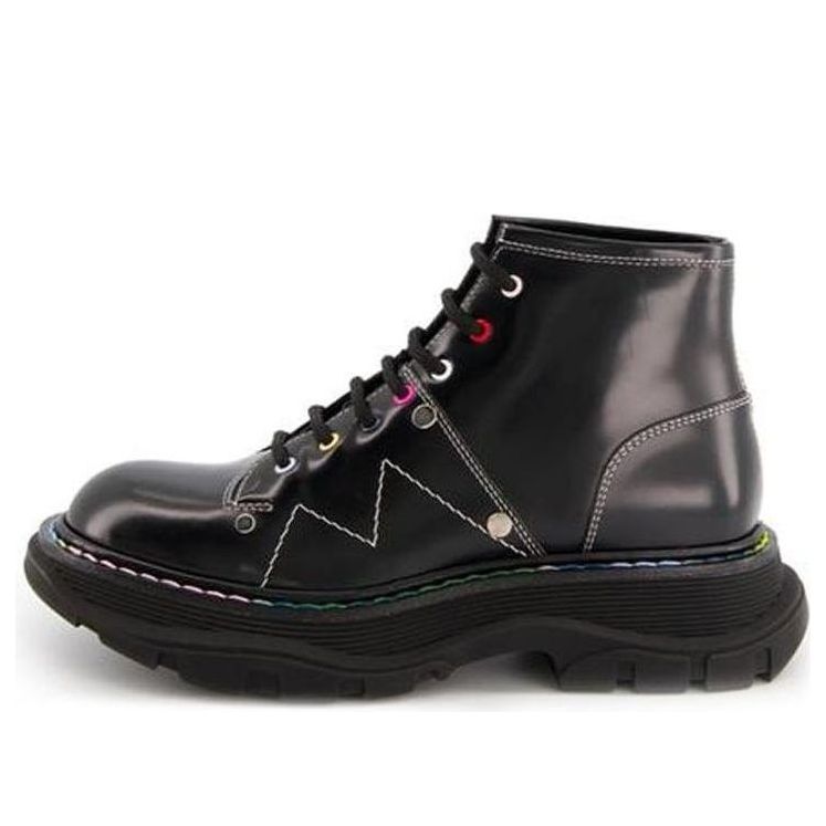 (WMNS) Alexander McQueen Tread Lace Up Boots 'Black Multicolor' 595469WHZ8S1032