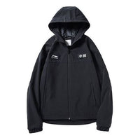 Li-Ning Logo Sports Hooded Jacket Black AFDR955-1