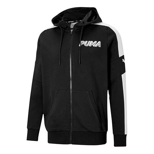 PUMA Casual Printed Zipped Hooded Jacket Black 588672-01
