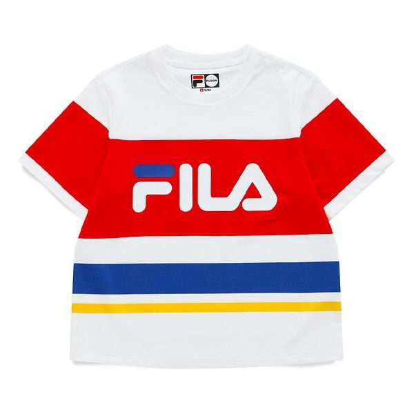 (WMNS) Fila Logo Printing Contrasting Colors Sports Short Sleeve White T11W121104F-WT