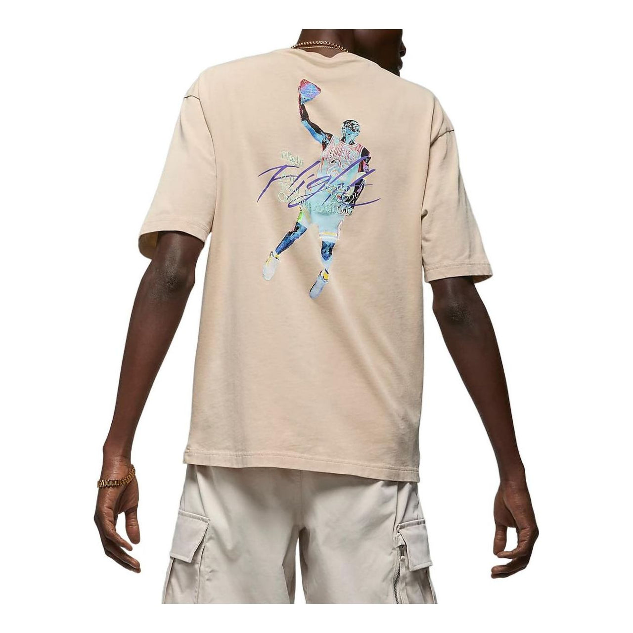 Men's Air Jordan Flight Heritage Back Alphabet Character Printing Round Neck Casual Short Sleeve Orange T-Shirt DM1444-126